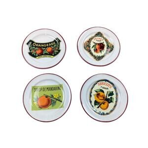Williams Sonoma Rosanna Harvest Market Appetizer Plates (4) Italy Fruits Peche